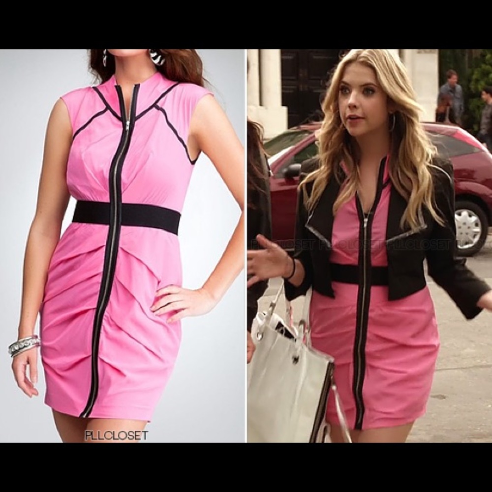 Bebe pink and black zipper dress.